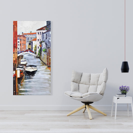 Venetian Landscape Canvas | Contemporary Boat Bedroom Decor