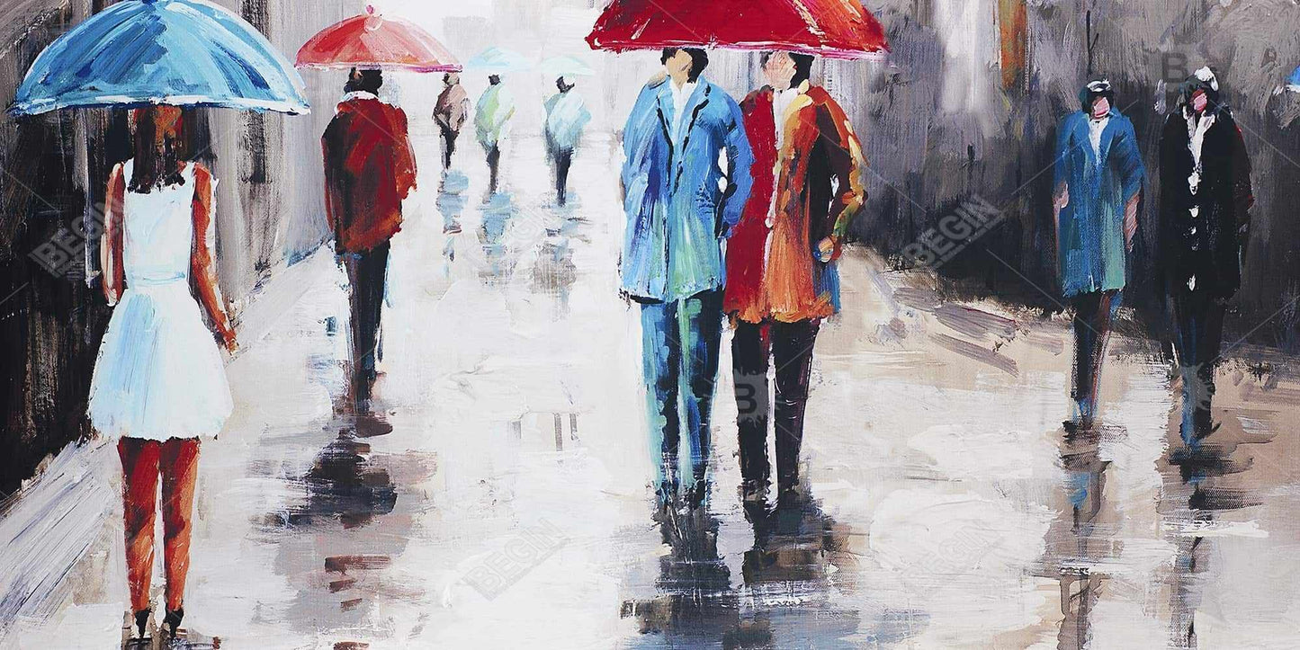 People with Umbrellas Street Canvas | Modern Wall Art Decor