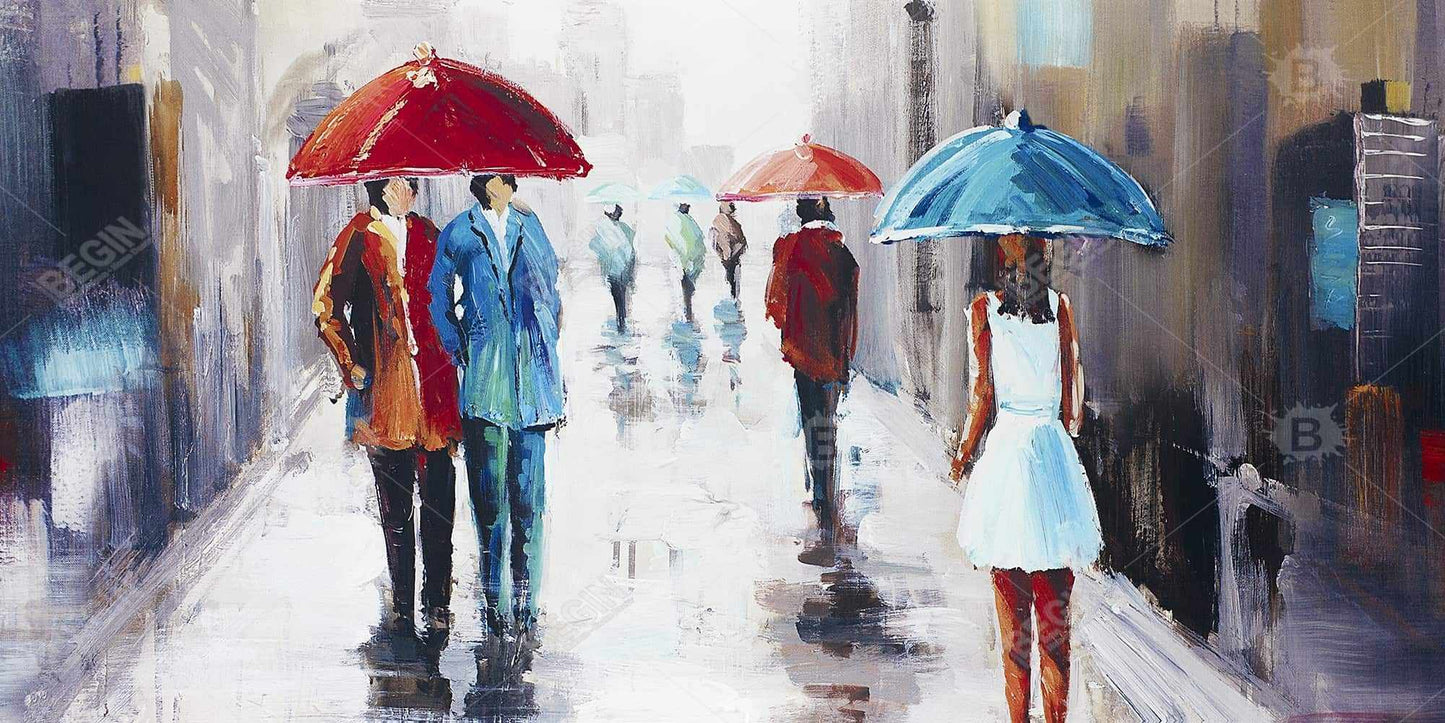 White Dress Woman Canvas | Street Scenery Bedroom Decor