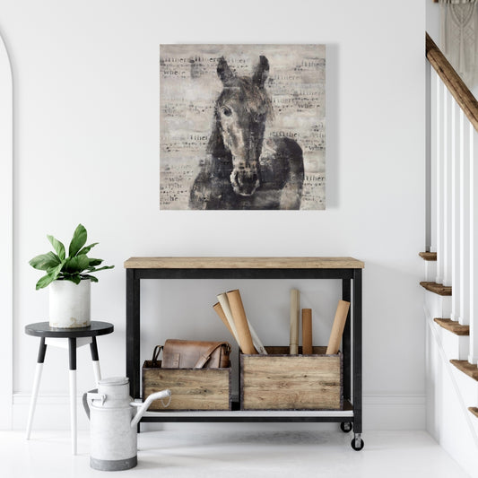 Brown Rustic Canvas - Abstract Horse Typography Home Decor