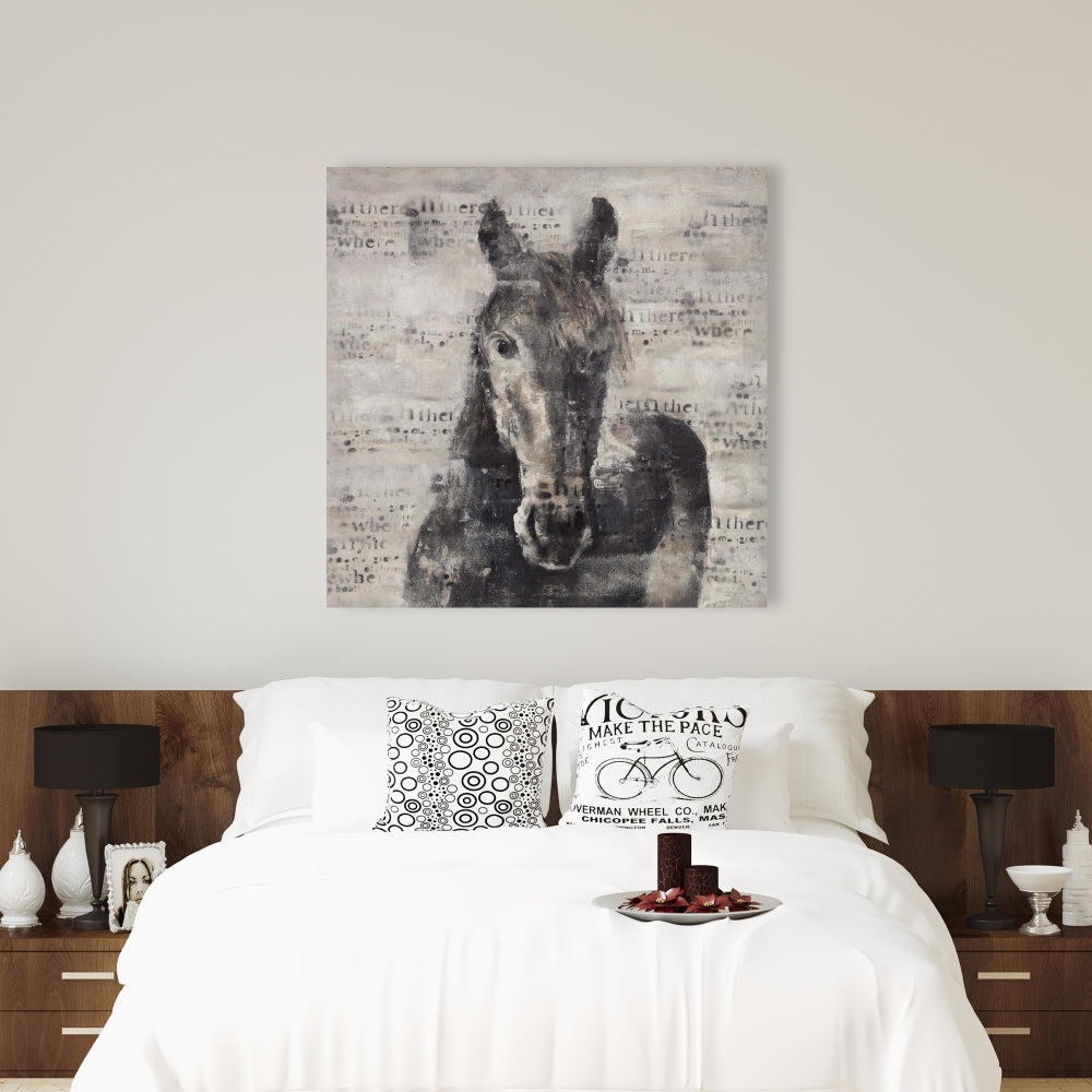 Brown Rustic Canvas - Abstract Horse Typography Home Decor