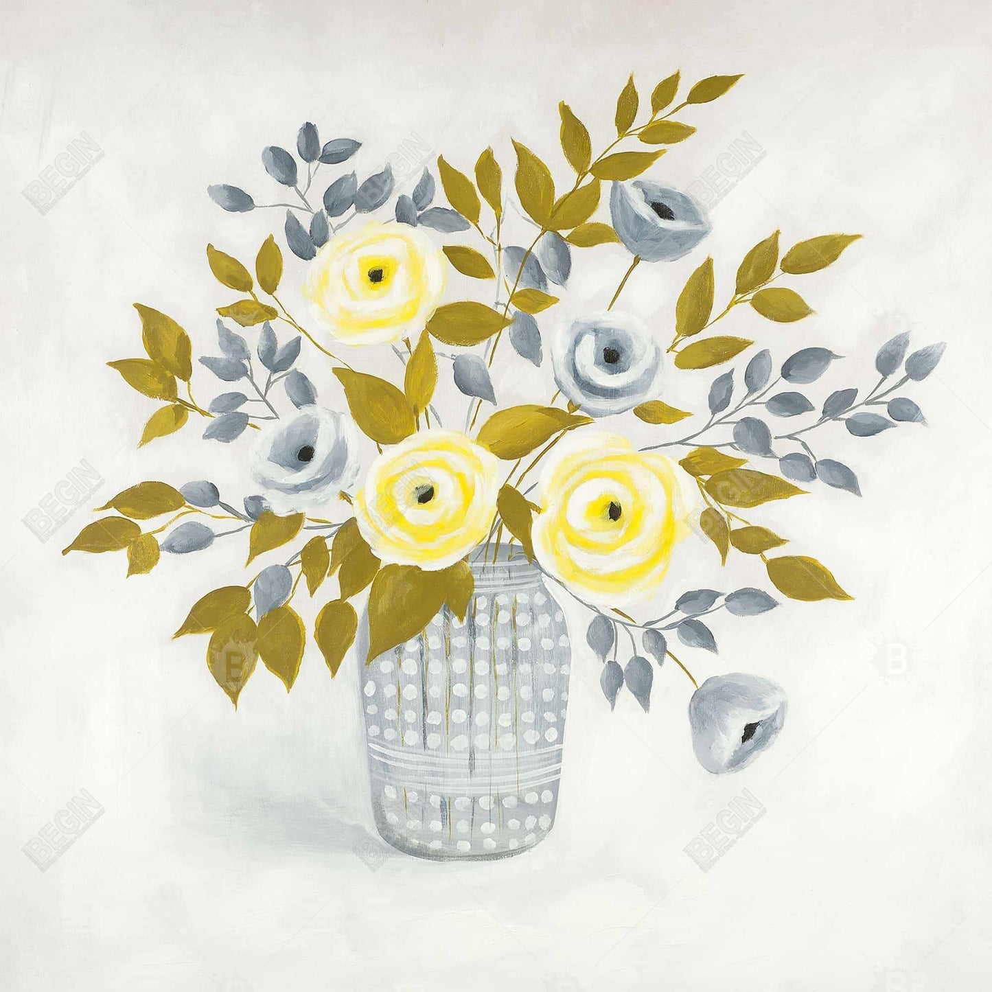 Gray Floral Botanical Canvas - Flowers in a Vase | Home Decor
