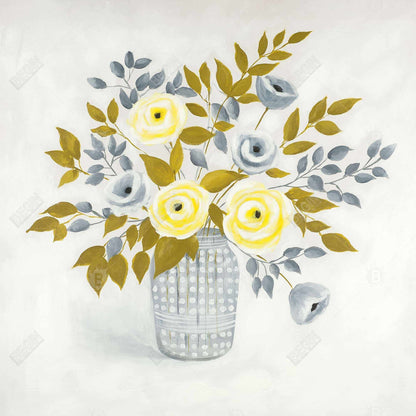 Gray Floral Botanical Canvas - Flowers in a Vase | Home Decor