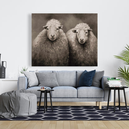 Sheep Sepia Canvas - Farm Animal Art for Home Decor