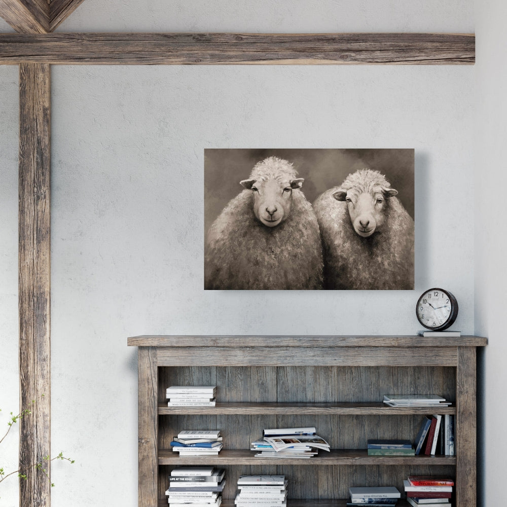 Sheep Sepia Canvas - Farm Animal Art for Home Decor