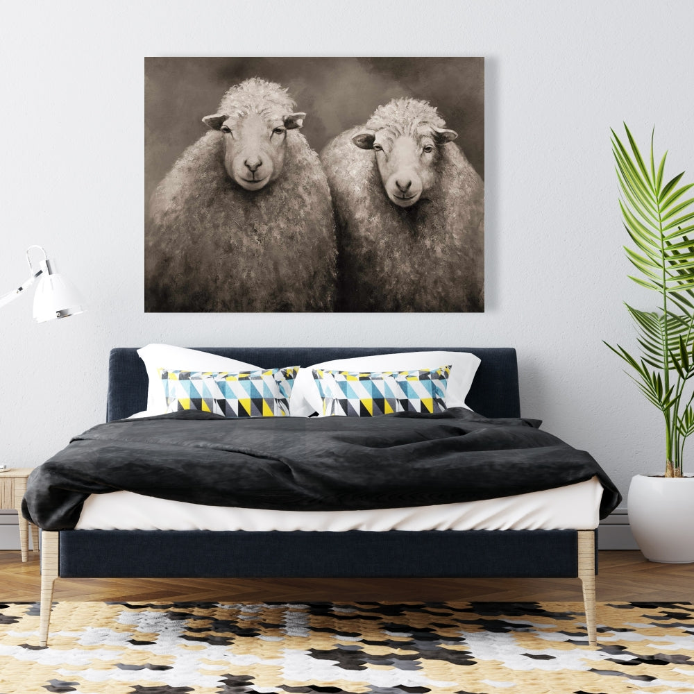 Sheep Sepia Canvas - Farm Animal Art for Home Decor