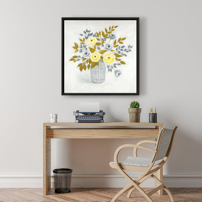 Gray Floral Botanical Canvas - Flowers in a Vase | Home Decor