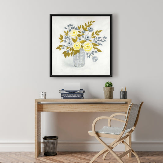 Gray Floral Botanical Canvas - Flowers in a Vase | Home Decor