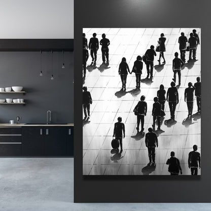 Gray Woman Modern Canvas | Silhouettes Street Art Decor