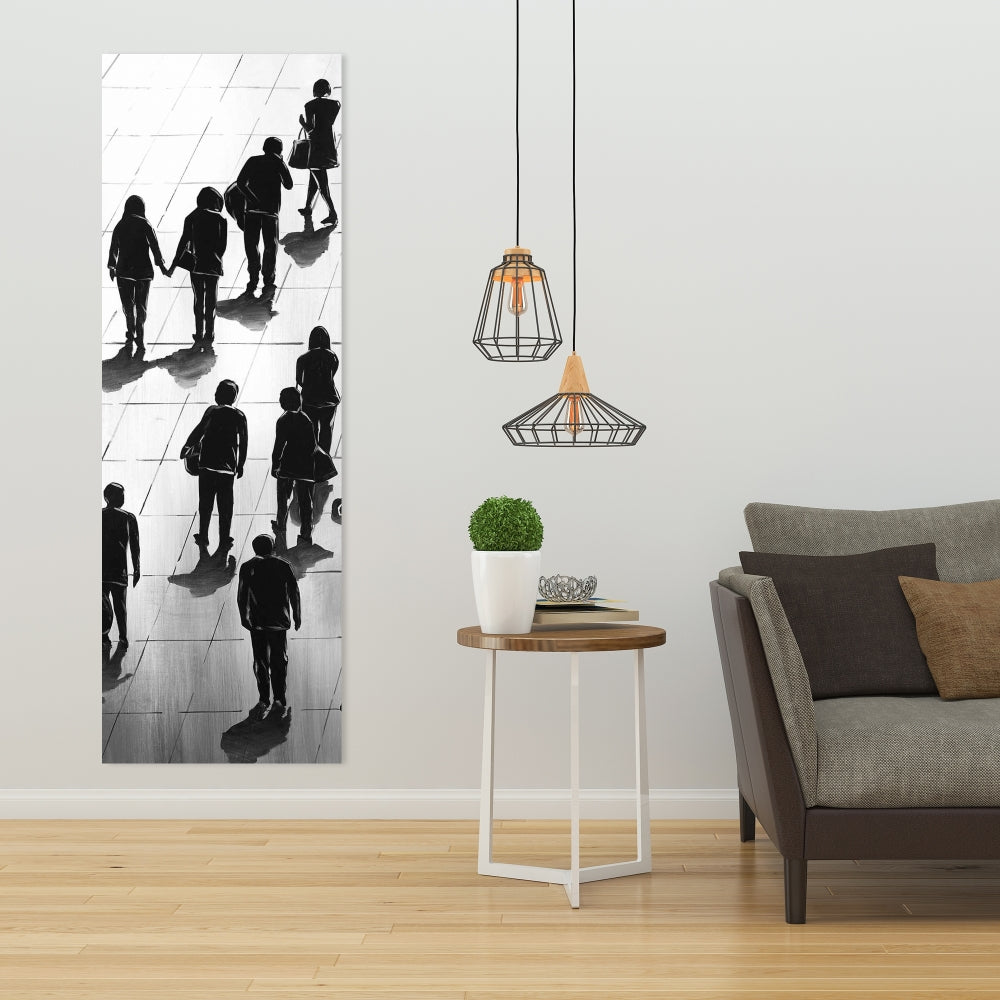 Gray Woman Modern Canvas | Silhouettes Street Art Decor
