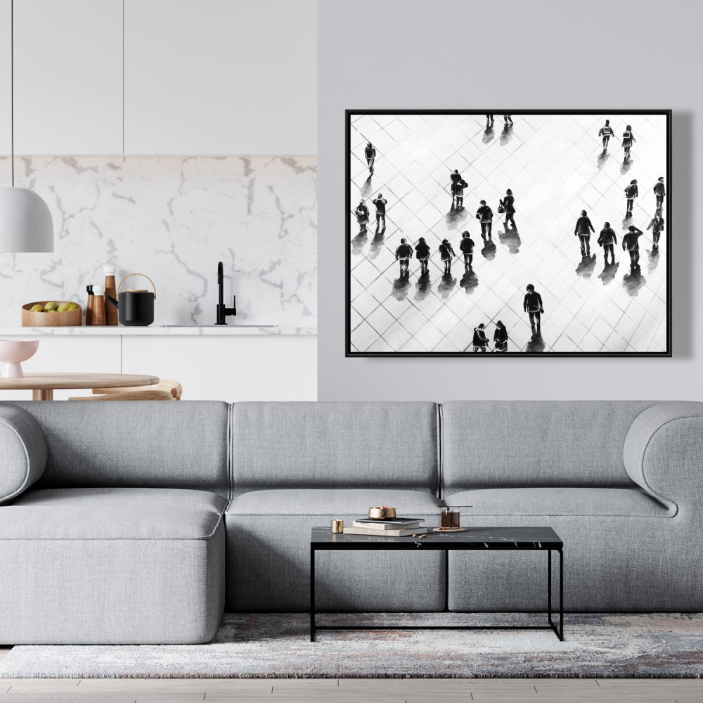 Toile « Vue aérienne de la rue » | Décoration d'intérieur avec cadre blanc