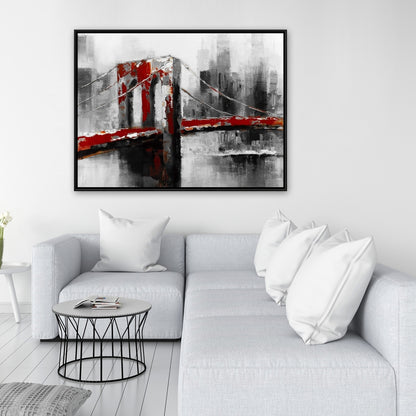 Abstract Brooklyn Bridge Framed Canvas - Contemporary Home Decor