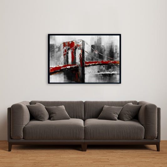 Abstract Brooklyn Bridge Framed Canvas - Contemporary Home Decor