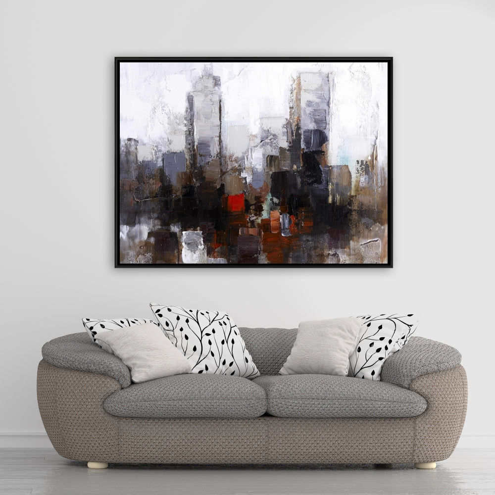Toile « Obscure City » | Cadre marron contemporain