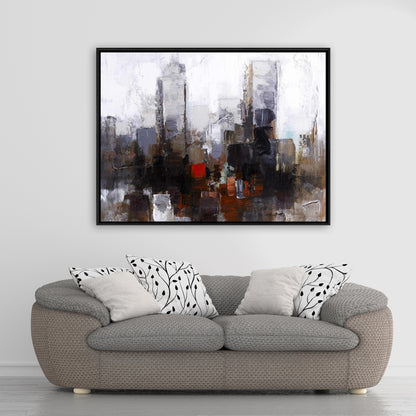 Toile « Obscure City » | Cadre marron contemporain