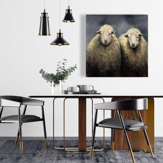 Toile rustique grise pour chambre à coucher – Décoration d'intérieur en laine de mouton