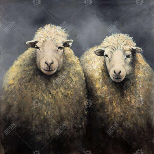 Rustic Gray Farm Animals Canvas - Wool Sheep Home Decor