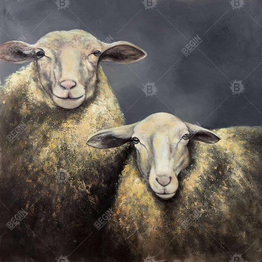 Rustic Farm Animals Bedroom Canvas - Two Sheep Home Decor