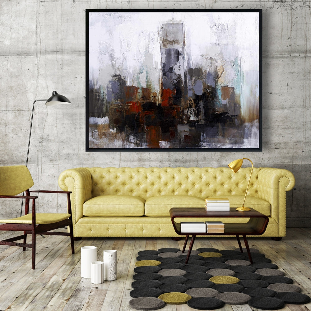 Toile encadrée marron contemporaine | Décor de bâtiments obscurs