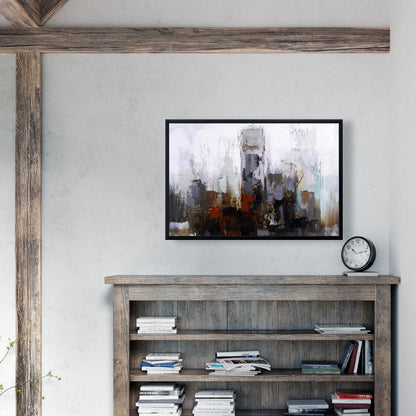 Toile encadrée marron contemporaine | Décor de bâtiments obscurs