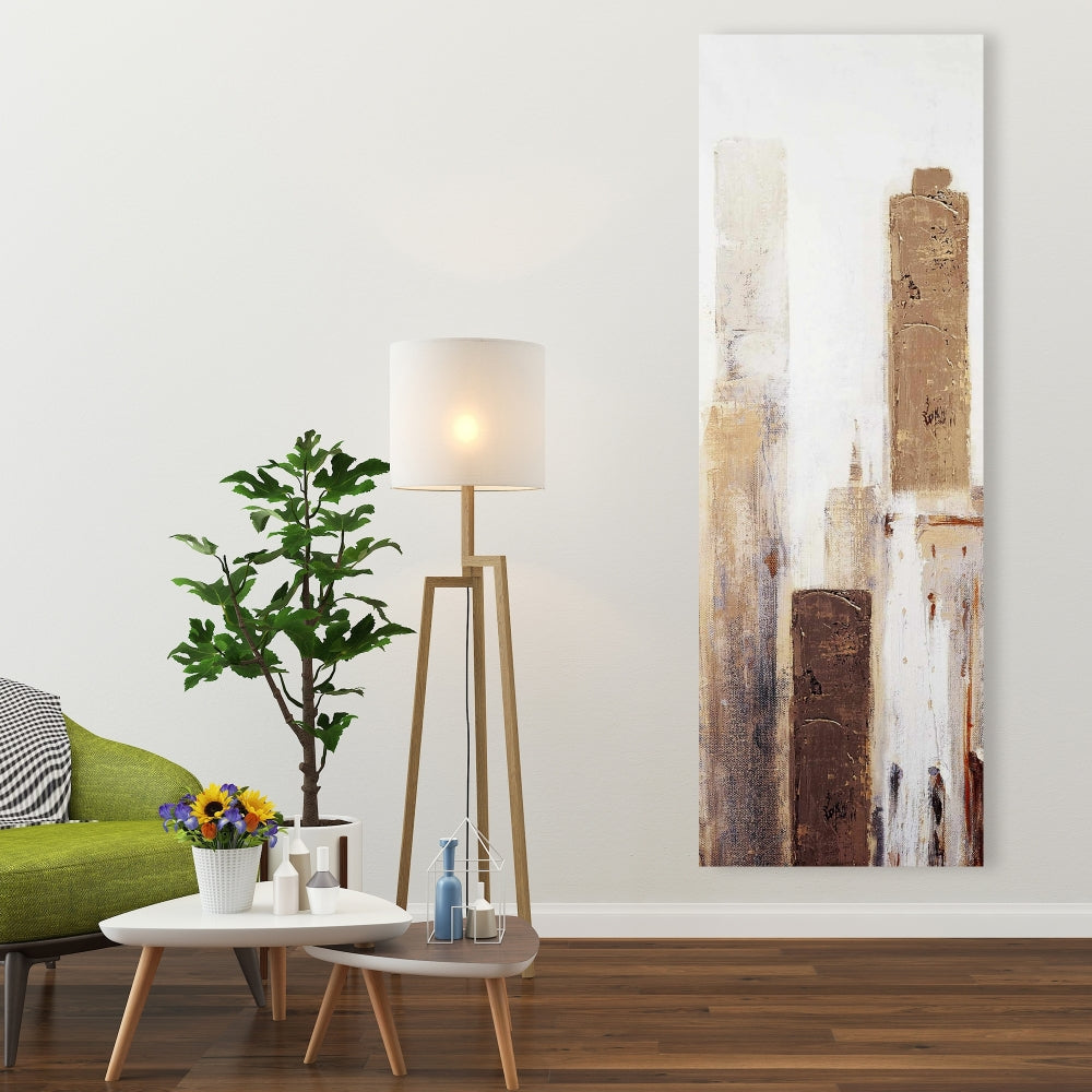 White Bedroom Industrial Canvas | Abstract Earthy Tones City