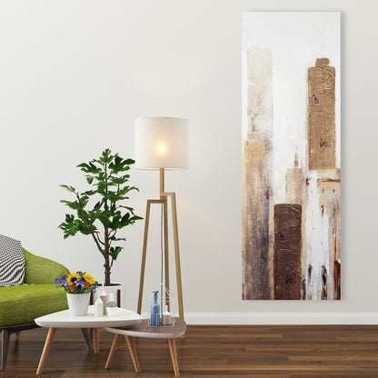 White Bedroom Industrial Canvas | Abstract Earthy Tones City