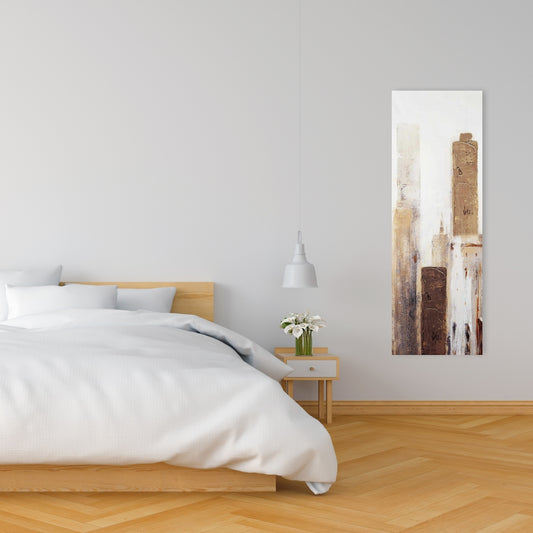White Bedroom Industrial Canvas | Abstract Earthy Tones City