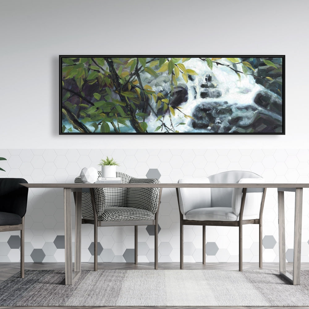 Peaceful Fall Bedroom Canvas - Gray Framed Wall Art Decor