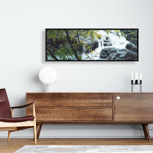 Peaceful Fall Bedroom Canvas - Gray Framed Wall Art Decor