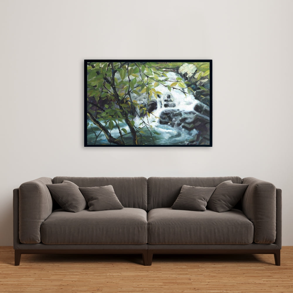 Peaceful Fall Bedroom Canvas - Gray Framed Wall Art Decor