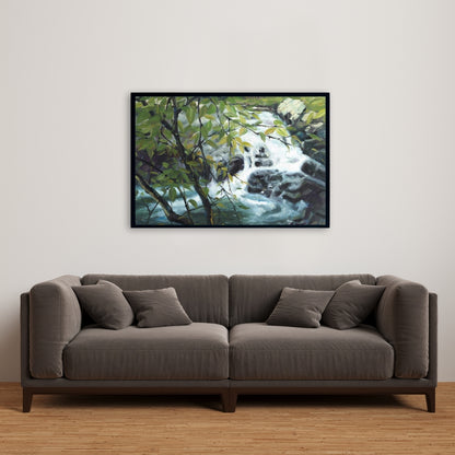 Peaceful Fall Bedroom Canvas - Gray Framed Wall Art Decor