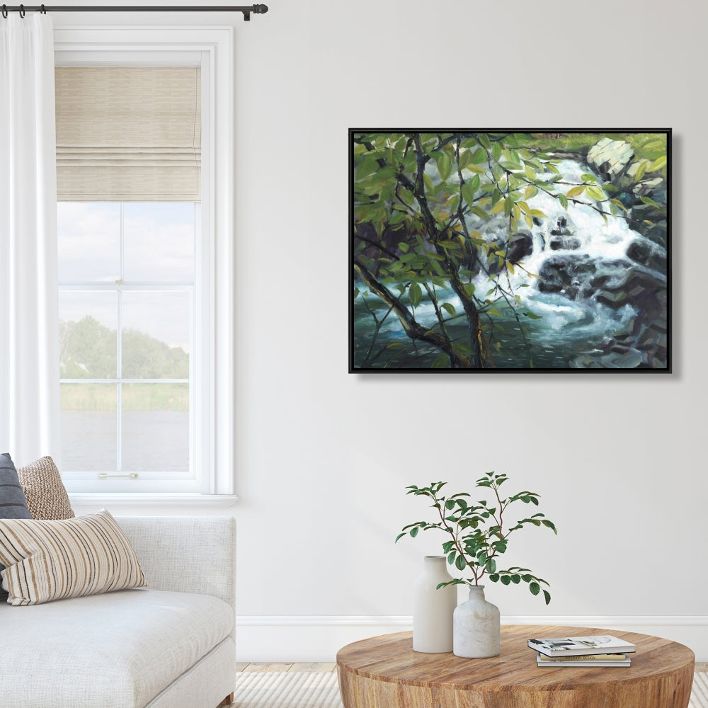 Peaceful Fall Bedroom Canvas - Gray Framed Wall Art Decor