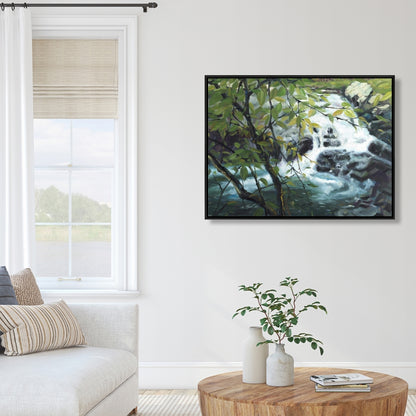 Peaceful Fall Bedroom Canvas - Gray Framed Wall Art Decor