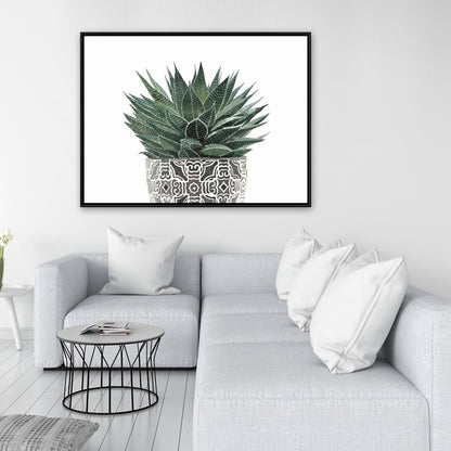 White Floral & Botanical Canvas - Zebra Plant Succulent Decor