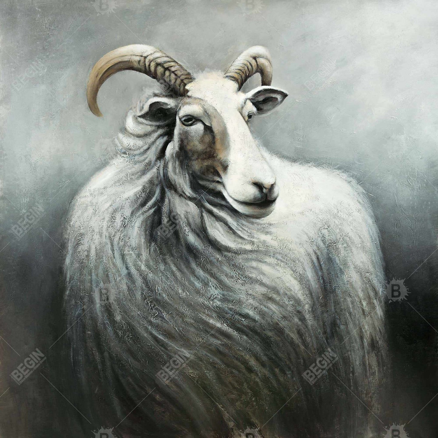 Toile Chèvre Cachemire | Décoration Animaux de la Ferme | Décoration Murale Chambre