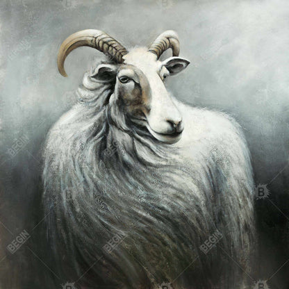 Cashmere Goat Canvas | Farm Animals White Decor for Home