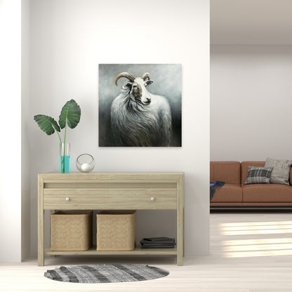 Cashmere Goat Canvas | Farm Animals White Decor for Home