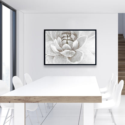 Toile encadrée délicate avec chrysanthème blanc | Décoration d'intérieur moderne