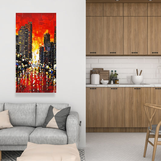 Abstract Sunset on the City Canvas - Contemporary Cities Decor