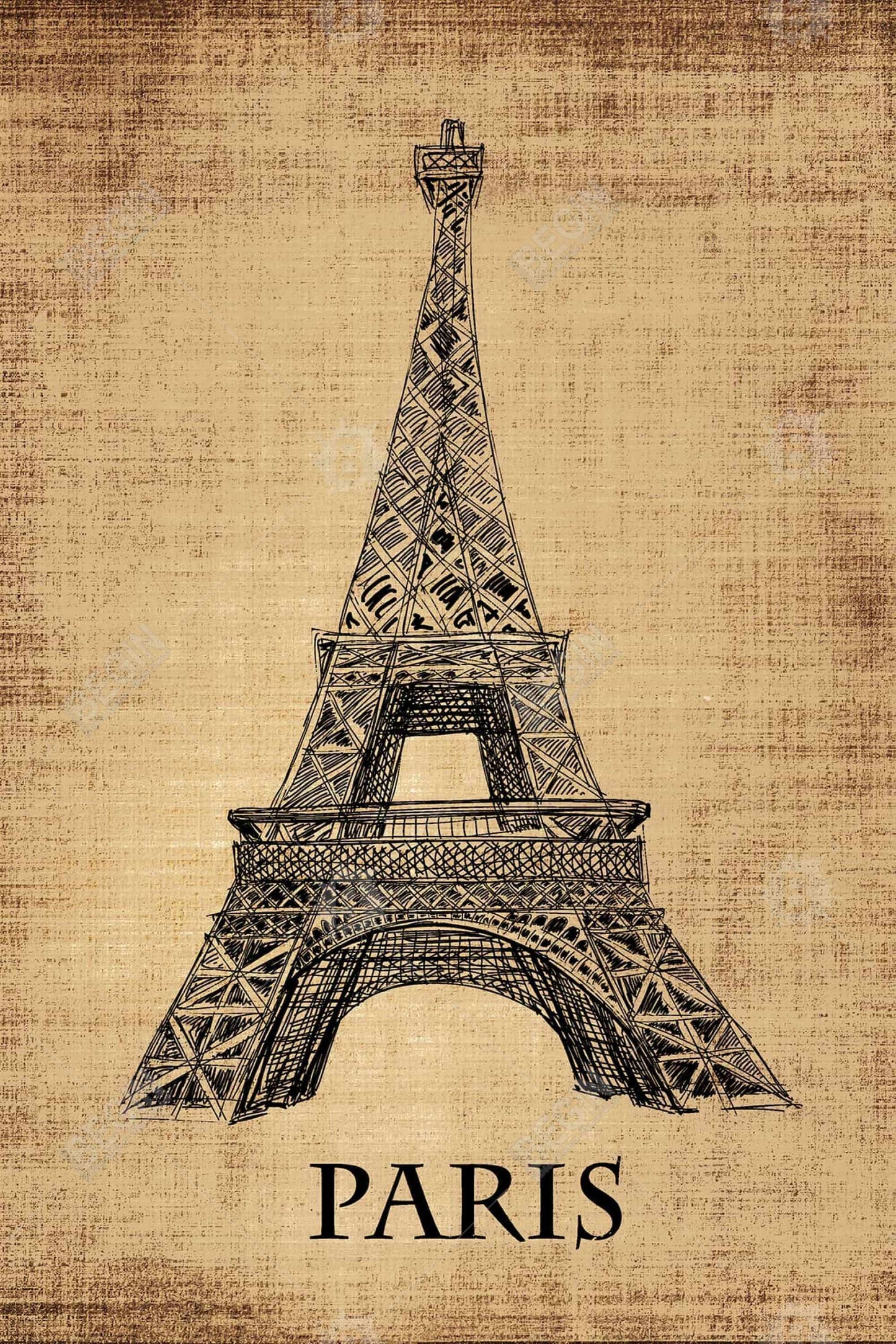 Eiffel Tower Brown Canvas | Typo & Symbols Home Decor Art