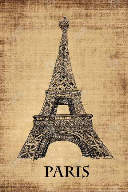 Eiffel Tower Brown Canvas | Typo & Symbols Home Decor Art