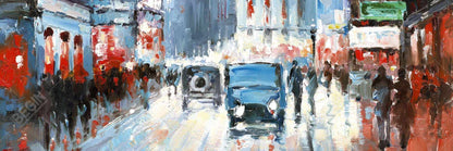 Abstract Red & Blue City Canvas | Bedroom Wall Art Decor