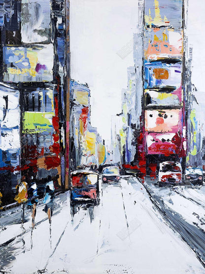 Time Square Canvas - Blue Bedroom Decor, Building Art