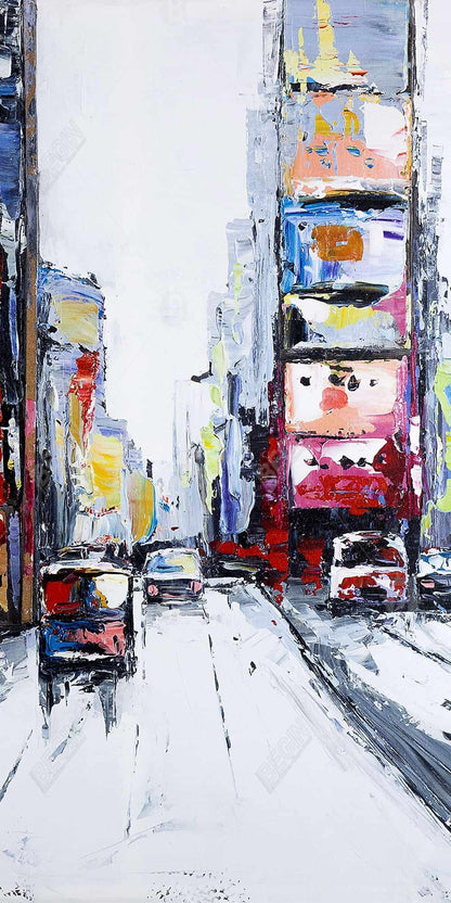 Toile encadrée bleue « Time Square » | Décoration murale pour chambre