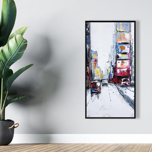 Toile encadrée bleue « Time Square » | Décoration murale pour chambre