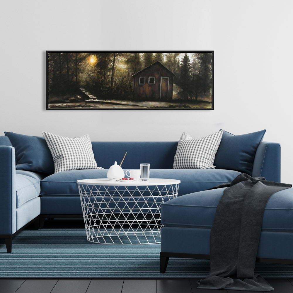 Cabane en forêt | Toile encadrée rustique pour décoration de caverne d'homme