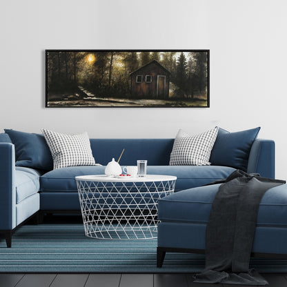 Cabane en forêt | Toile encadrée rustique pour décoration de caverne d'homme