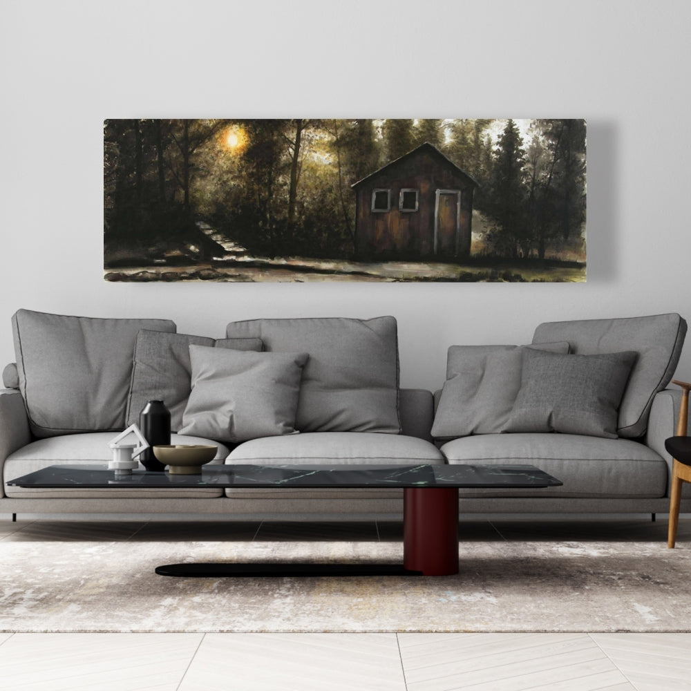 Rustic Landscapes Brown Canvas | Cabin in the Forest Decor