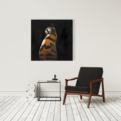 Toile de chambre à coucher avec chat tacheté | Décoration d'intérieur marron