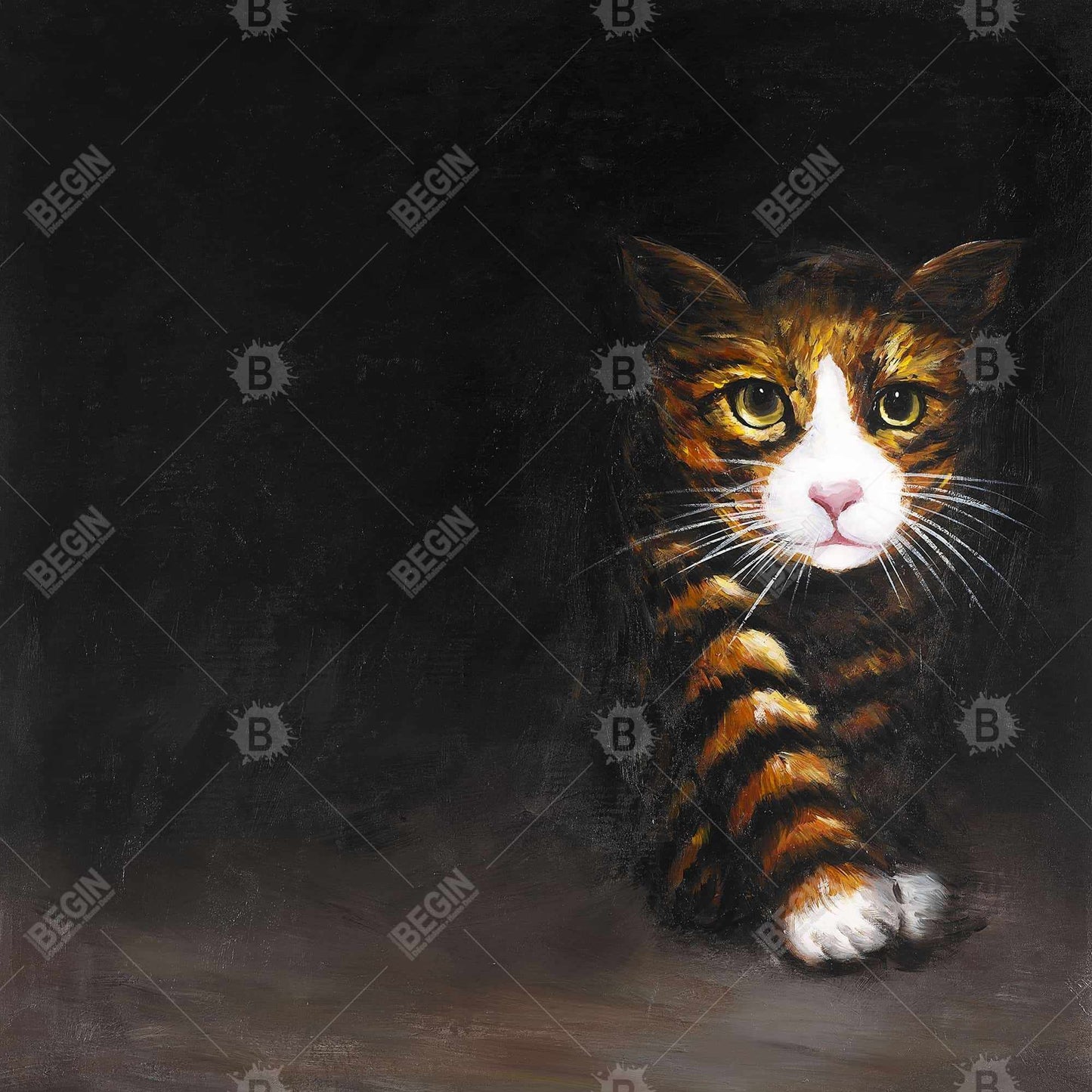 Discreet Cat Canvas - White Pet Animal Art for Home Decor
